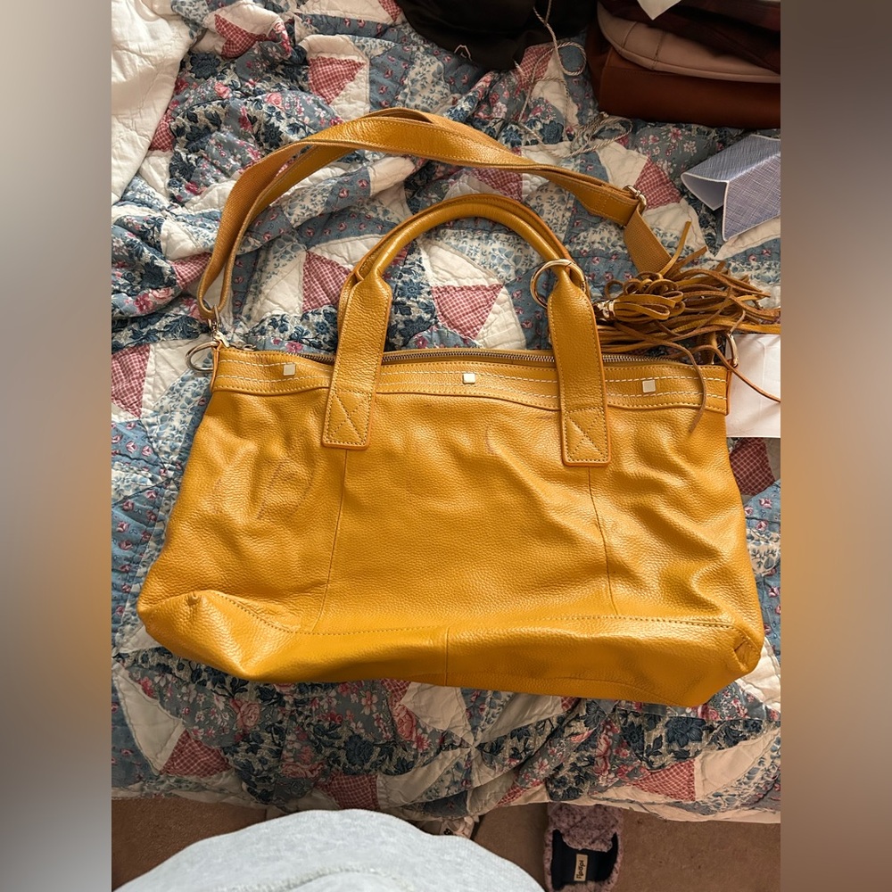 Yellow Leather shoulder Bag